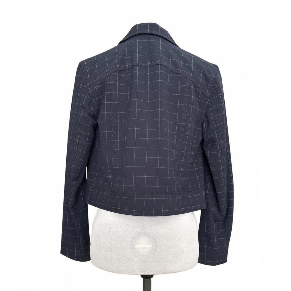 Rachel Roy Women's Navy Blue Cropped Blazer with Windowpane Check 💙 - Picture 3 of 8